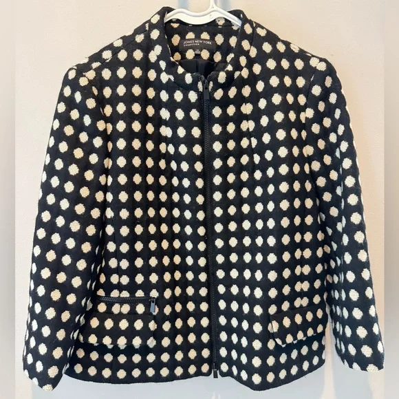 Jones New York Wool Polka Dot Jacket Blazer Classic Chic Size 14 - Picture 2 of 9